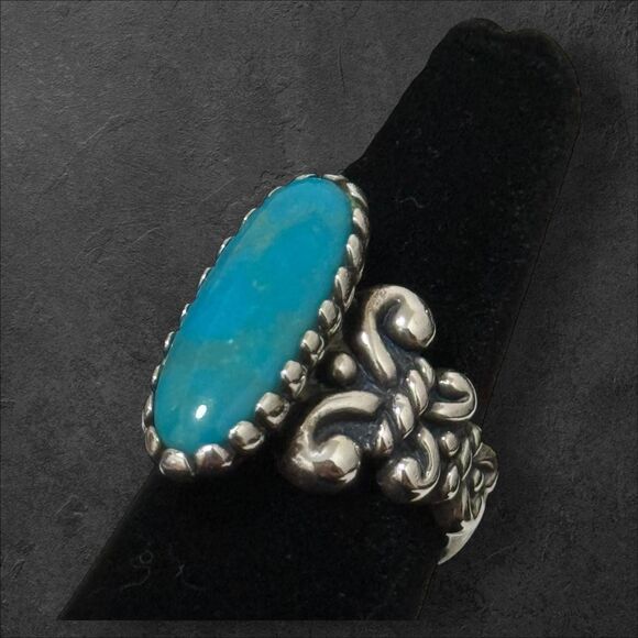 Carolyn Pollack Relios Turquoise Size 8.25 Sterling Ring - Picture 3 of 4